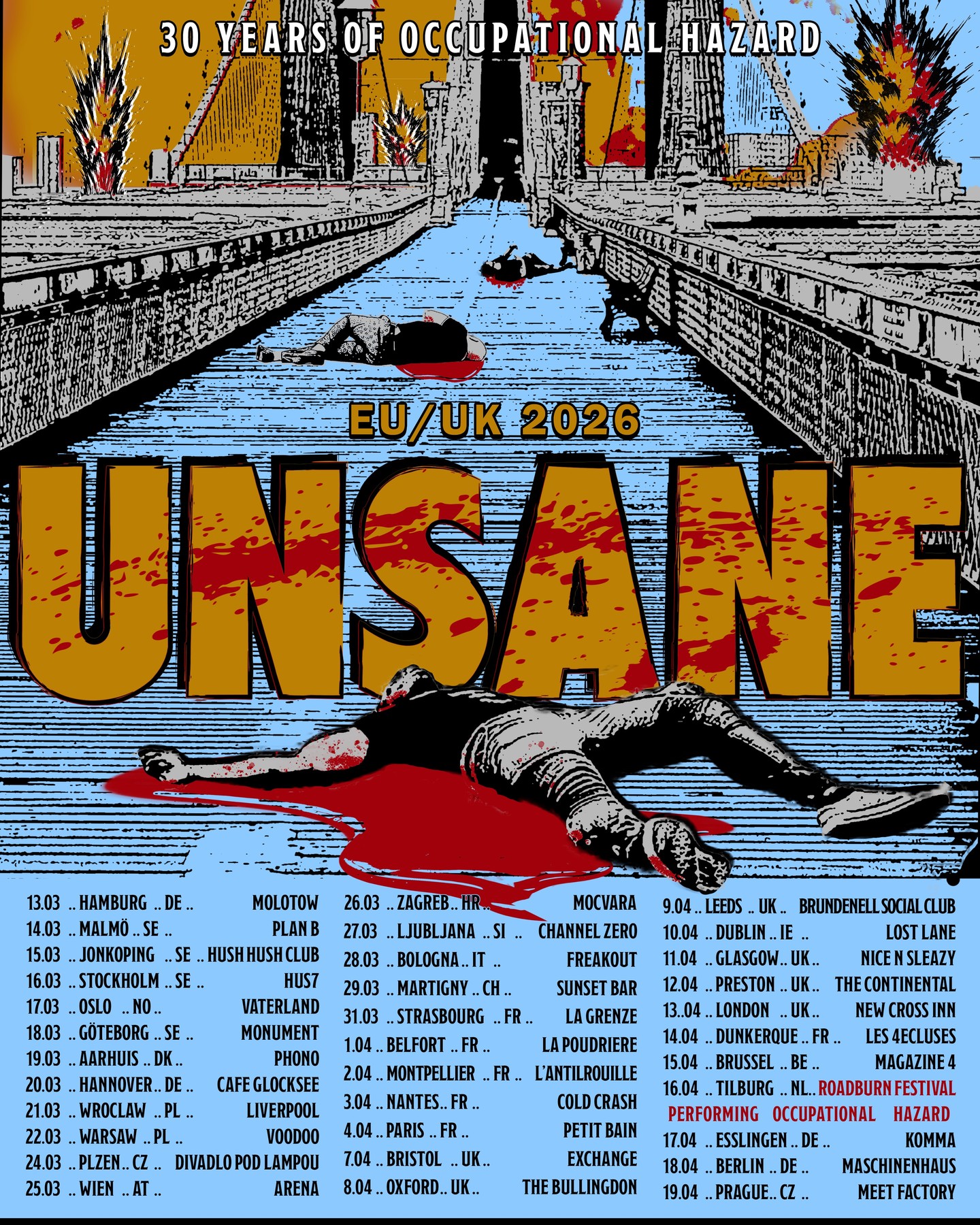Unsane Occupational Hazard Tour Poster 2026